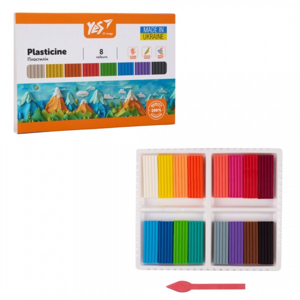 227931 Пластилін Yes, 8 кол., 160г "Orange Line"