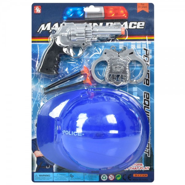 150563 Набір амуніції 32-17 каска, револьвер, кулі-присоски, наручники, лист, 26-37-8 см.