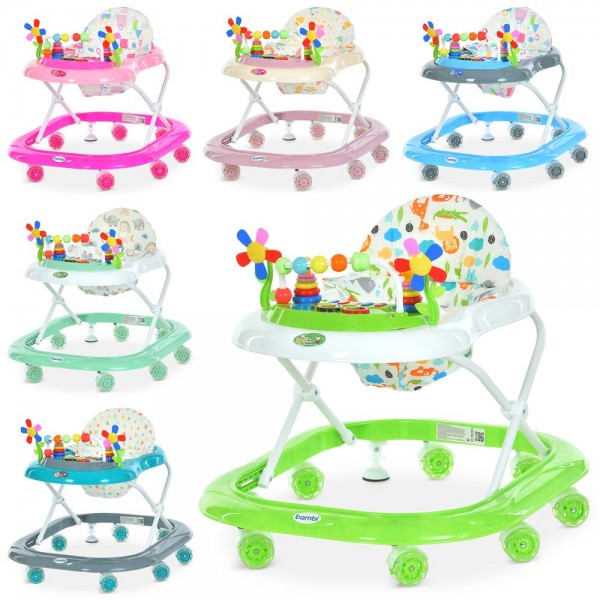 249399 Ходунки M 3619-2 колеса 8 шт.(6см), регул. висота, 6 кольорів, муз., світло, бат.