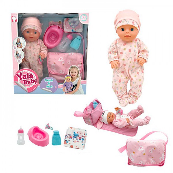242025 Лялька AKG-0026 пупс, п'є-писяє, горщик, пляшечка, соска, підгузок, сумка, кор.,36,5-39,5-12см.