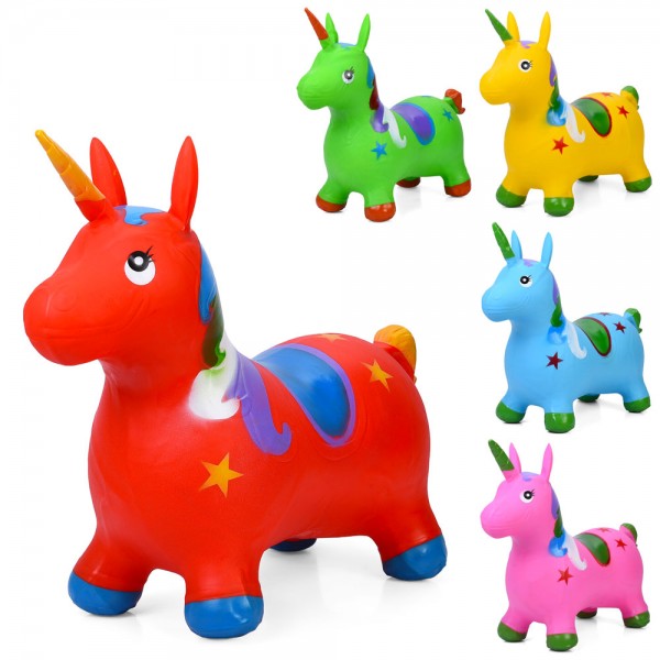 246973 Стрибуни-конячки MS 3391-1 єдиноріг, ПВХ, 1300г, 5 кольорів, пак., 28-24-8см