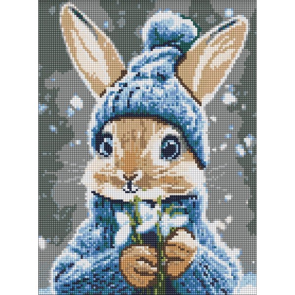 245304 AMO "Кролик з підсніжниками" 30х40см