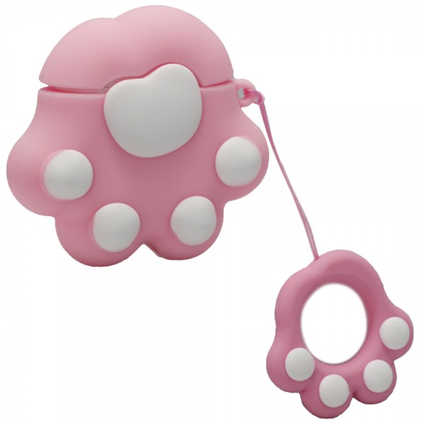 103649 Чехол для наушников Silicone Case with carbine for Ейрподс Paws, Pink