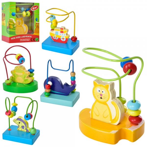 132276 Дерев'яна іграшка Лабіринт MD 1711 на дроті, 5 видів, кор., 10,5-13,5-7,5см.