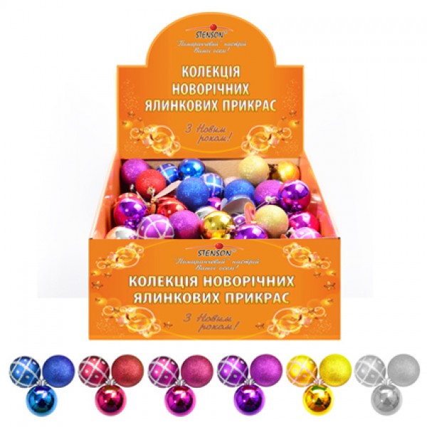 208925 8015 Кульки ялинкові, пластик, 6см, 3шт/наборі