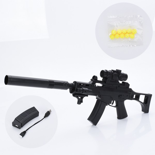 246174 Автомат 2035-1 70см, акум, пластикові кулі, лазер, складний, USBзарядне, у пакеті, 21-56-5см