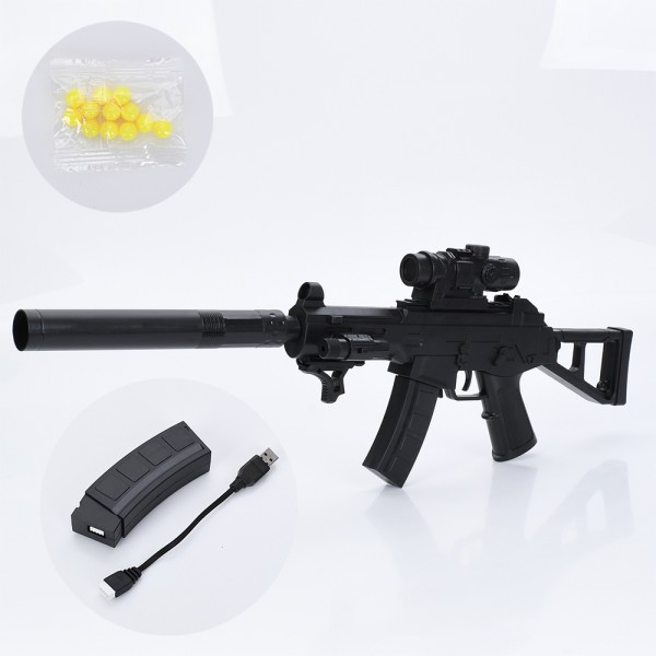 246175 Автомат 2037-1 68см, акум, пластикові кулі, лазер, складний, USBзарядне, у пакеті, 21-56-5см