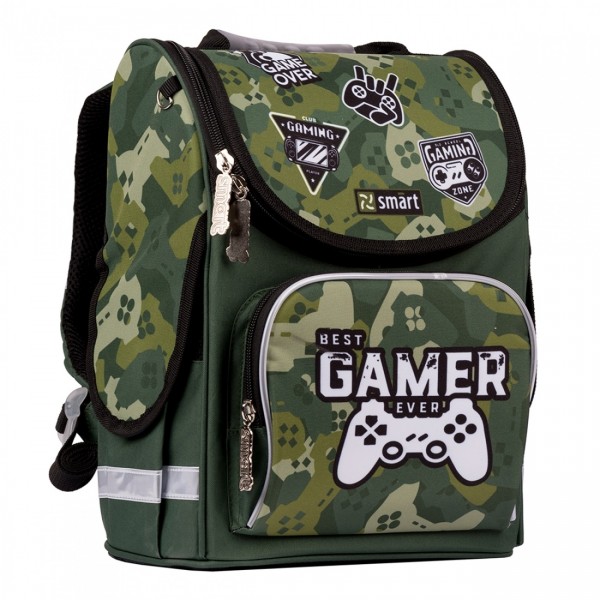 127800 Рюкзак шкільний каркасний SMART PG-11 "Best Gamer", зелений 
