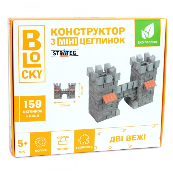 162960 Будівельний набір для творчості з міні-цеглинок BLOCKY Дві вежі Strateg (31021)