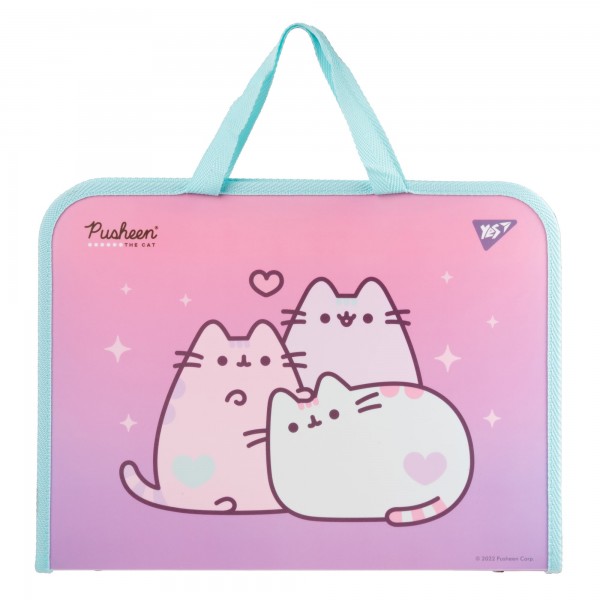 181342 Папка-портфель YES FC на блискавці з тканинними ручками "Pusheen"