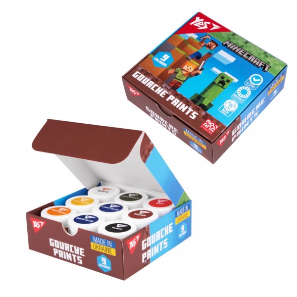 227943 Фарби гуашеві Yes Minecraft 9 кол. 20 мл