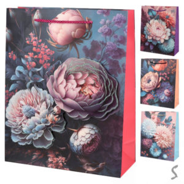 247371 Пакет подарунковий паперовий S "Flowers 3D" 18*24*8.5см R34735-S