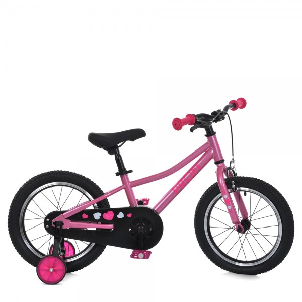 164898 Велосипед дитячий 16д. MB 1607-3 SKD75, дод. кол., рожевий.