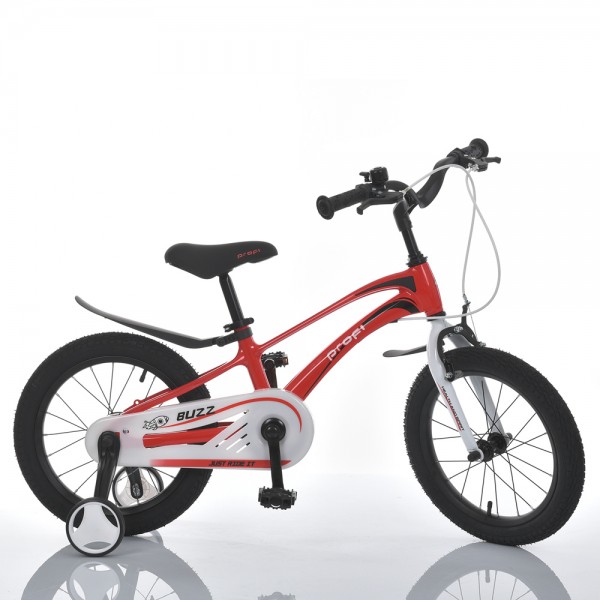 164899 Велосипед дитячий 16 д. MB 1681D BUZZ,SKD85, магнієва рама, кліщові гальма, дод. кол., червоно-білий
