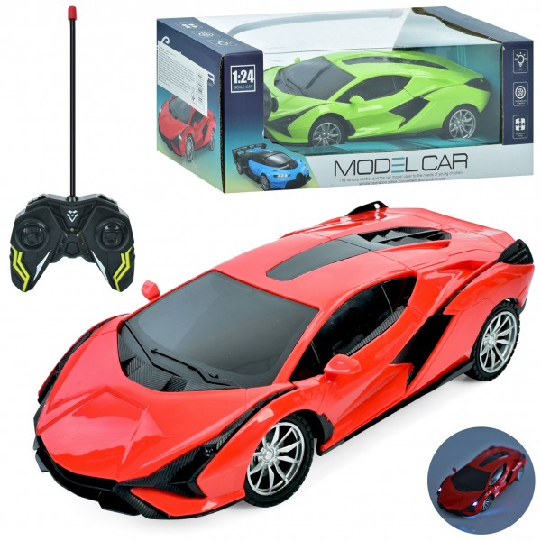 163449 Машина 19-1B радіокер., 1:24, гум. колеса, 2 кольори, світло, бат., кор., 25-9,5-11,5 см.