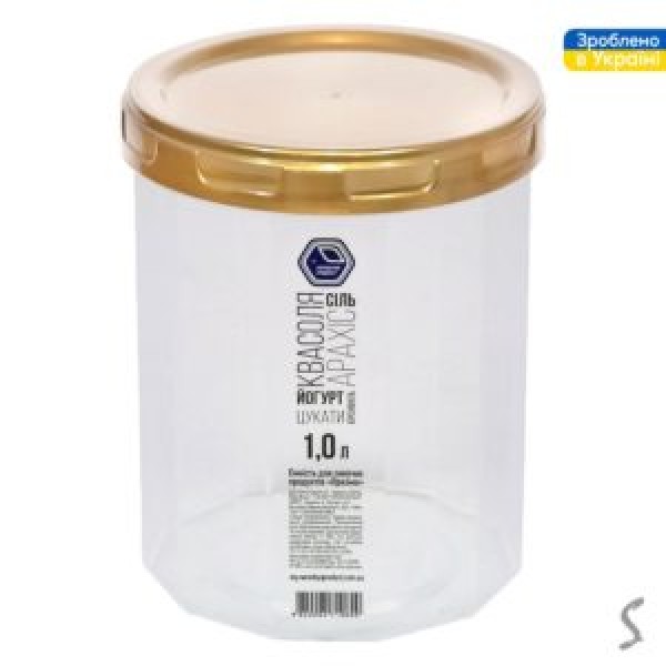 59492 Контейнер харчовий для сипучих продуктів з різьбою 1л d11*13.5см., NP-83g