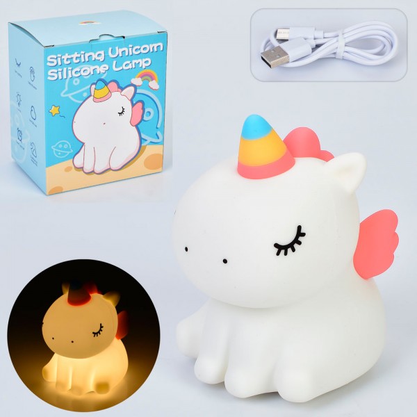 227752 Нічник A007 єдиноріг, 3 рівні яскравості, таймер 30хв, акум., USB, кор., 12,5-14,5-9,5 см.