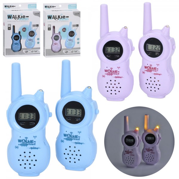 246206 Рація 2533 2шт, 13см, світло, електронний годинник, 2 кольори, на бат-ці, в кор-ці, 16,5-26-4см