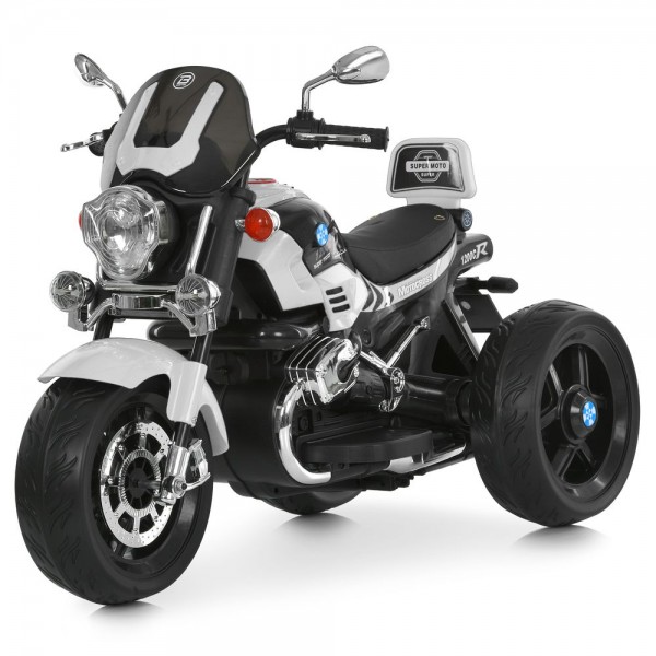 245063 Мотоцикл M 6263EL-1 1*12V7AH, 2*25W, BLUETOOTH, USB, TF, EVA, музика, світло, шкіра, білий