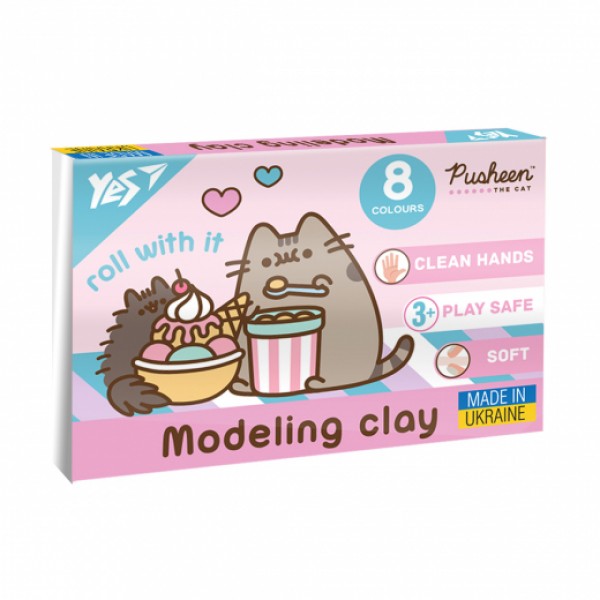 171714 Пластилін Yes, 8 кол., 160г "Pusheen"