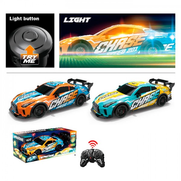 242386 Машина UJ99-P360 радіок.2,4GHz,1:16,небит.корпус,гум.кол,2кольори,муз.,світло,бат.,кор.,36-14-16,5см