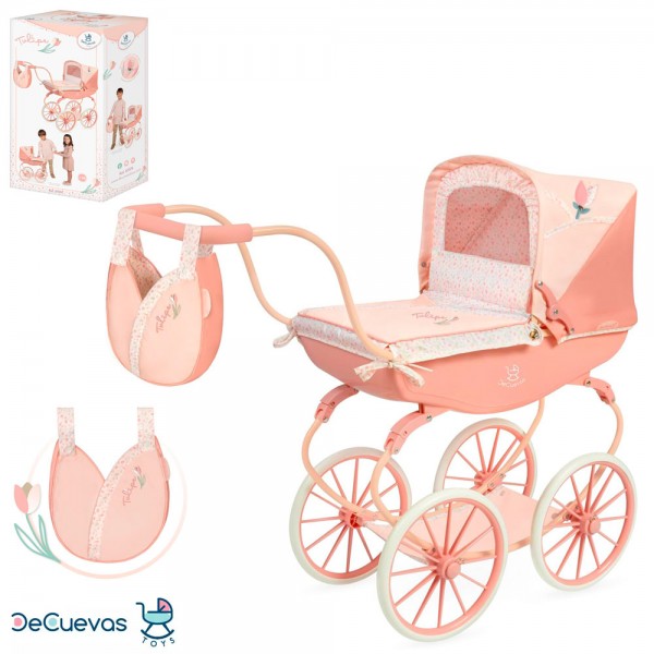 241940 Візок 87074 для ляльки, класика, люлька, сумка, кошик, мет., кор., 32-62-21 см.