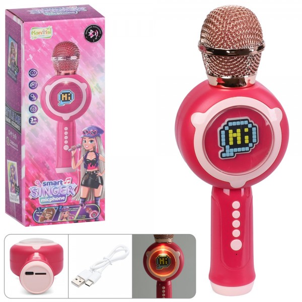 247575 Мікрофон HY853-E (24шт) 23,5см, акум, звук(англ), світло, Bluetooth, TFслот, USBзарядне, в кор-ці, 9,5-24-6,5см