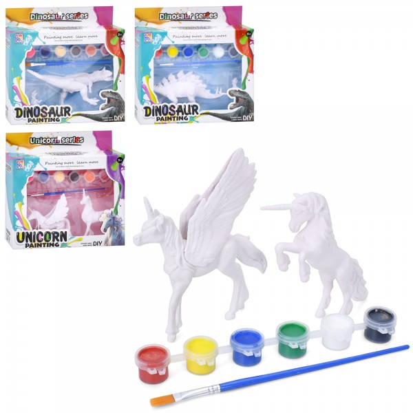 245484 Набір для творчості T55-59 2 фігурки,фарби 6кольорів,пензлик,4 види(2в-єдиноріг,2в-динозавр) в кор.
