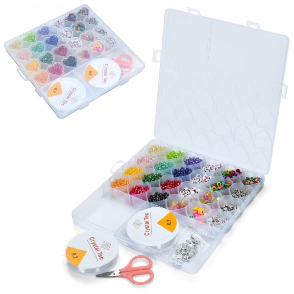 247723 Бісер A103-13K намистини-англ.літери, паєтки, ножиці, кул., 20-20-2 см.