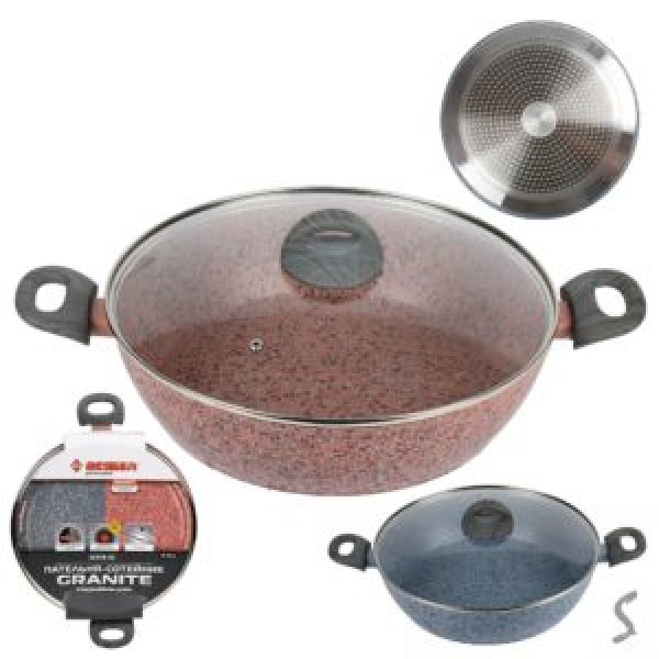 219284 Сковорода-сотейник з кришкою лита "Granite" інд. дно 32*7.2см., 10378-32