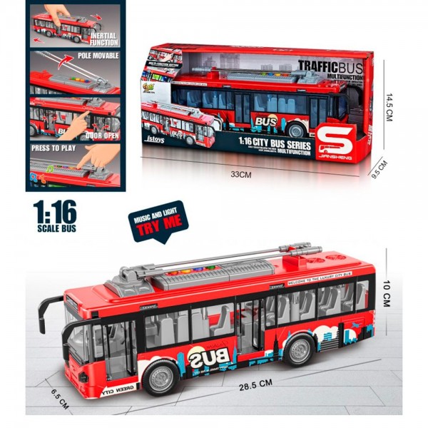 249188 Автобус JS121 інерція,тролейбус1:16, звідчиняються двері,звук,світ,гум.колеса,бат.кор.32,5-14,5-9см