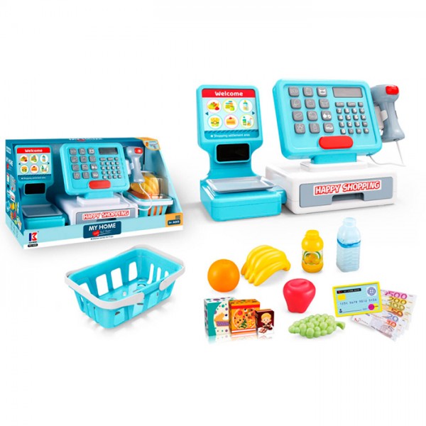 226690 Касовий апарат 3286 калькулятор, сканер, кошик, продукти, гроші, муз., світло, бат., кор.,38-20-17см