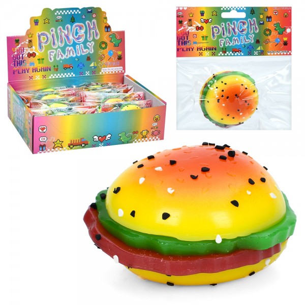 220863 Іграшка MS 4576 антистрес, бургер, TPR, кул., 16 шт. в диспл., 28-21-8 см.