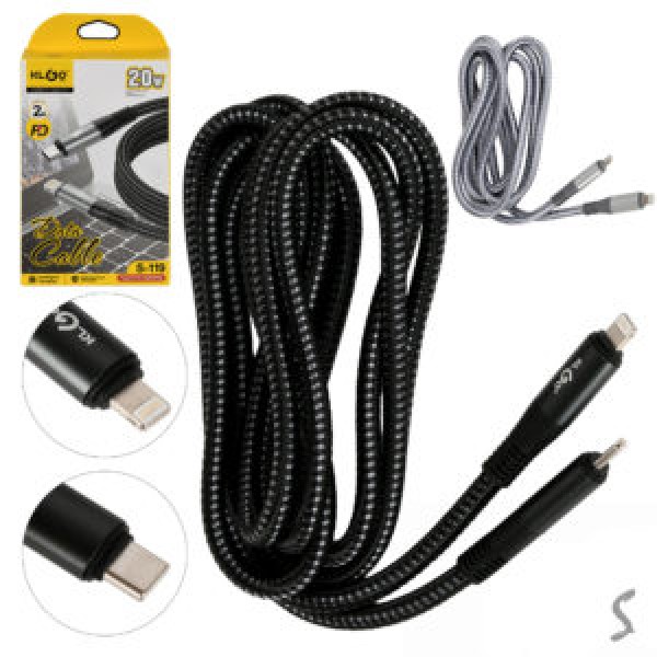 255789 Кабель KLGO Type-C to Lightning 2.0м (9V/2.2A 20W) WL-1427