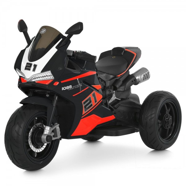 245068 Мотоцикл M 6264EL-2 3 кол., 1*12V7AH, 2*35W, BLUETOOTH, USB, TF, EVA, музика, світло, шкіра, чорний