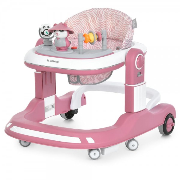 245075 Ходунки ME 1200 URSA Pink 2в1 муз., пушер, колеса 6шт, світло, на бат-ці, в кор, рожевий