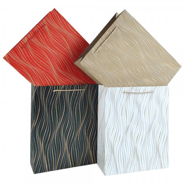 237554 Пакет 26*32*10см паперовий Блискучі хвилі, 12 шт в пак.