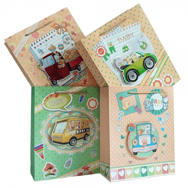 237571 Пакет подарунковий 18*23*11см "Транспорт", 12 шт в пак.