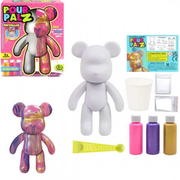 248400 Pour Palz Набір для творчості Флюїд Арт - Ведмедик "Золото світанку" S3 Metallic
