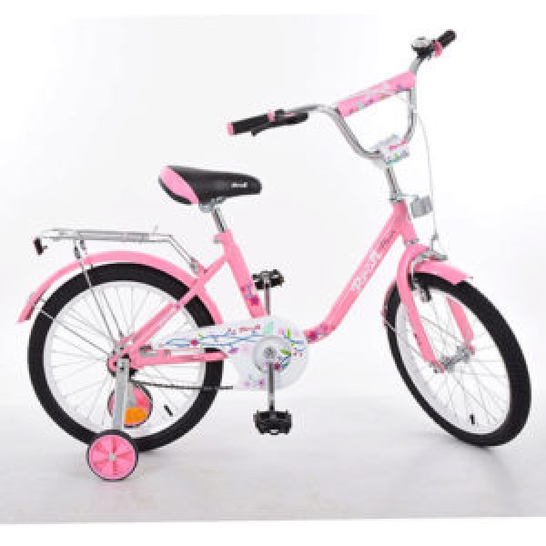 887 Велосипед дитячий PROF1 18д. L1881 рожевий, дзеркало, дзвінок, додаткові колеса.