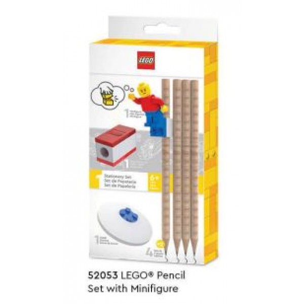 219101 Набір олівців 52053 LEGO, простий, 4шт., фігурка, гумка, стругачка, кор., 10-20-2см., 6шт. в диспл. 