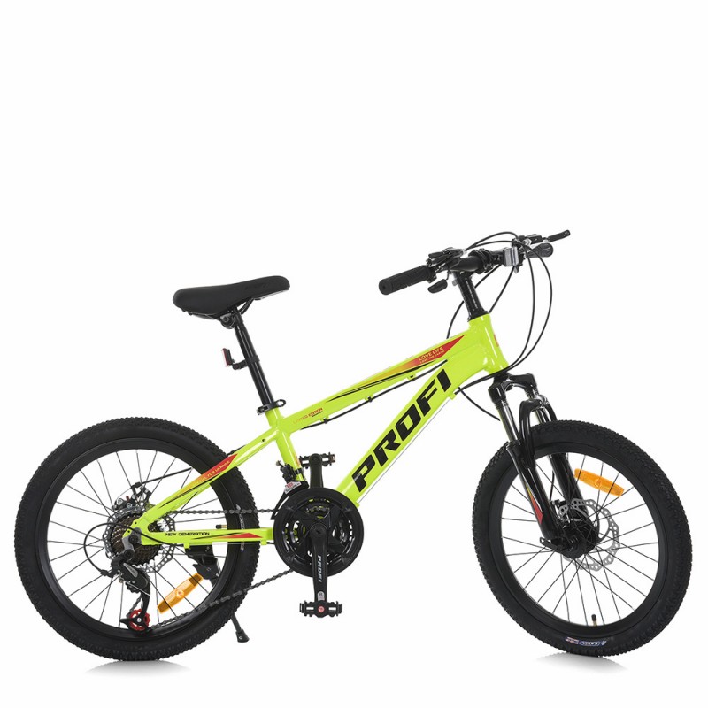 Велосипед 20 д. MTB2001-4 алюм.рама 11", SAIGUAN 7SP, швидкознім.кол., салатовий